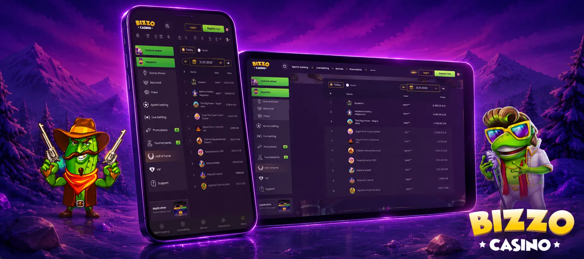 Mobilné prostredie Bizzo Casino